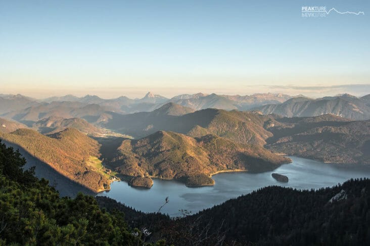 Sonnenuntergang mit Blick auf dem Walchensee