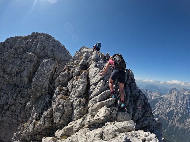Klettertour in den Alpen zum Hochkalter